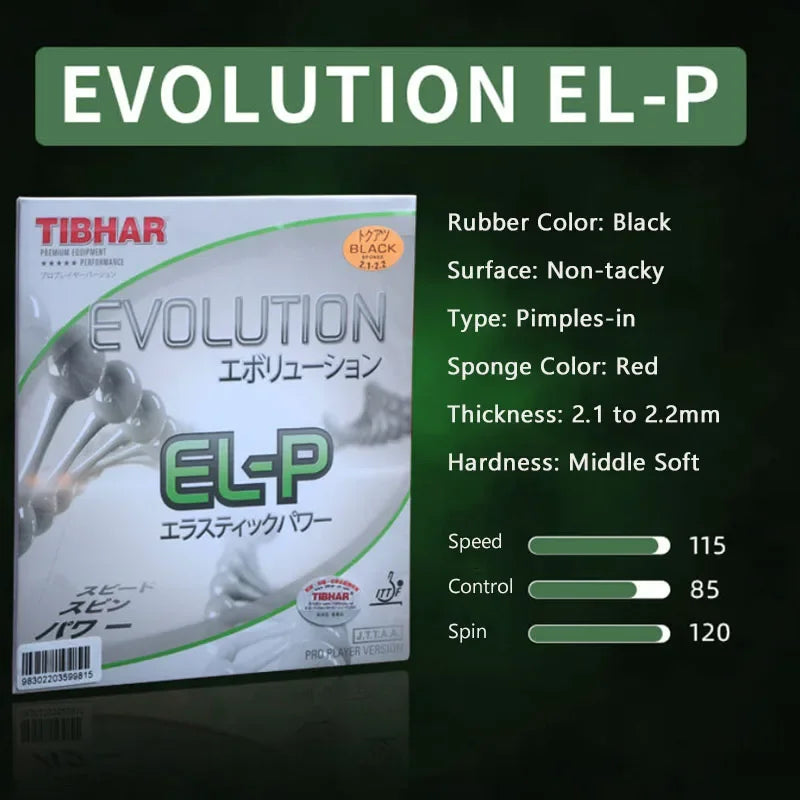 Tibhar-Evolution EL-P Table Tennis Rubber, Professional Non-Toxic Pimples-in Ping Pong Rubber for Quick Attack